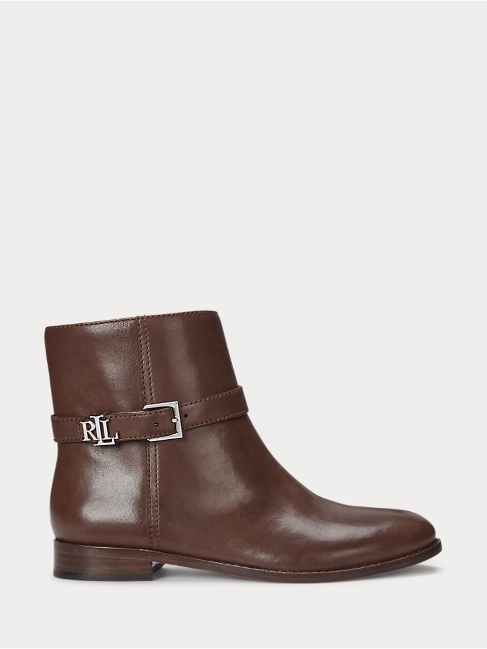 Lauren Ralph Lauren Brooke Burnished Leather Bootie, Dark Mahogany, Size 9.5 NWT